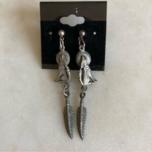 Vintage Native American Howling Coyote Earrings